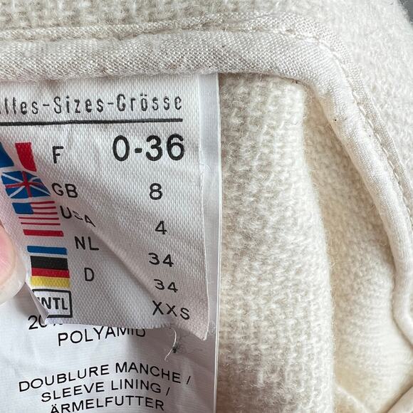 Saint James Toggle Wool Coat Heavy Cream Ivory Hooded Jacket Women's 4 France 36 - Picture 10 of 10